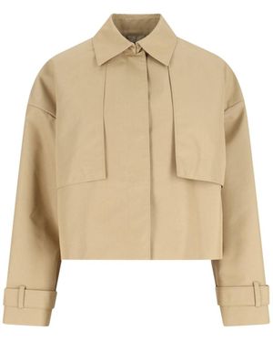 Calvin Klein Cropped Trench Coat - Natural