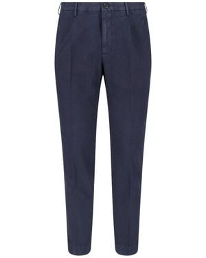 Incotex Straight Cotton Trousers - Blue