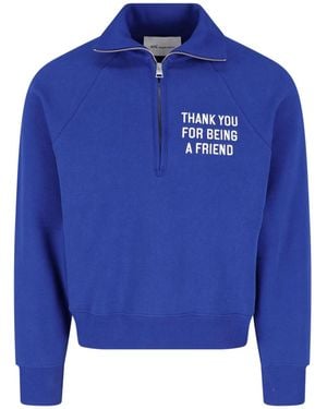 Ami Paris Cotton Zip Sweatshirt - Blue