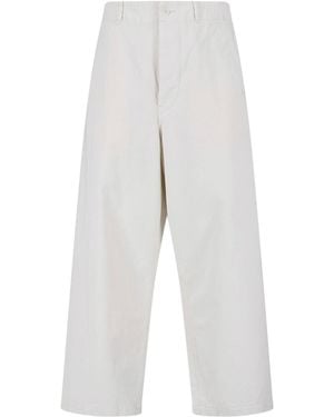 Kaptain Sunshine Wide Drill Cotton Trousers - White