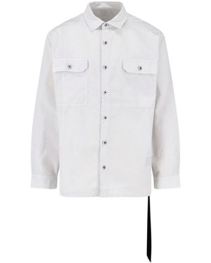 Rick Owens Boxy Oversized Shirt With Distinctive Hem Tab - White