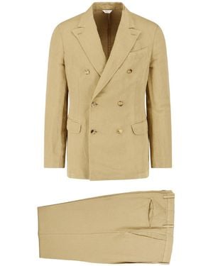 Boglioli Double-Breasted Cotton Linen Suit - Natural