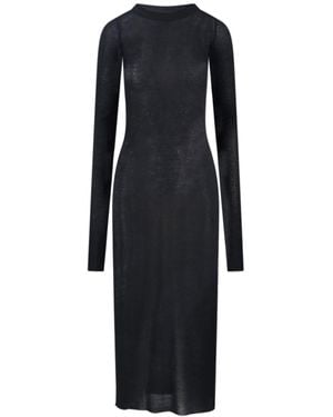 Rick Owens Viscose And Silk Midi Dress - Black