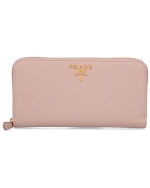 Prada Large Leather Wallet "Saffiano" - Pink