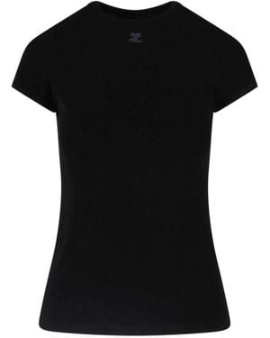 Courreges Baby Spongy Embroidered Viscose T-Shirt - Black