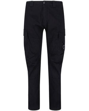 C.P. Company Straight Cut Trousers With Clean Silhouette - Blue