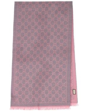 Gucci 'Gg' Jacquard Bicolor Scarf - Purple
