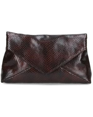 Dries Van Noten Clutch Media In Pelle - Marrone