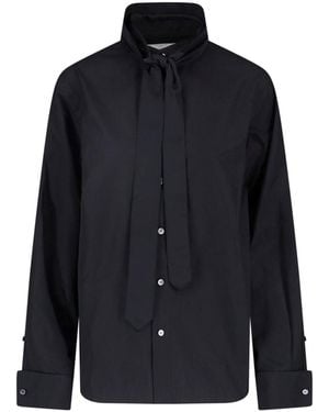 Sacai Camicia In Popeline Di Raso - Blu