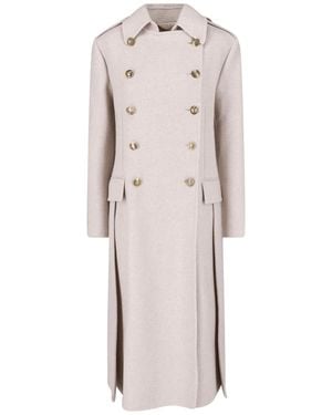 Ermanno Scervino Double-Breasted Long Wool Coat - Natural