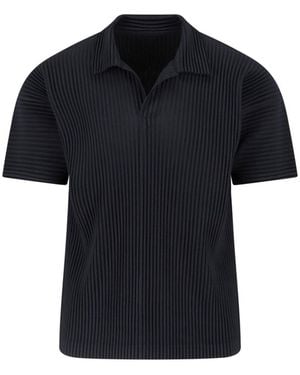 HOMME PLISSÉ Pleated Polo - Black