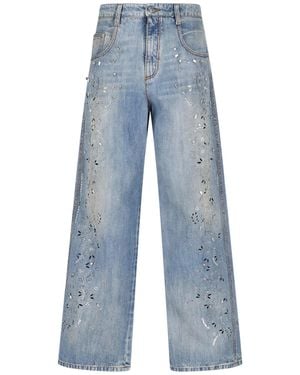 Ermanno Scervino Wide-Leg Crystal Jeans - Blue