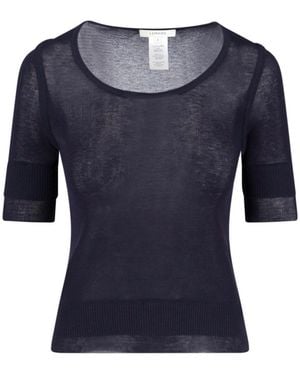 Lemaire Viscose Silk Three-Quarter Sleeve T-Shirt - Blue