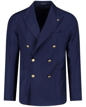 Tagliatore Double-Breasted Wool Blazer - Blue