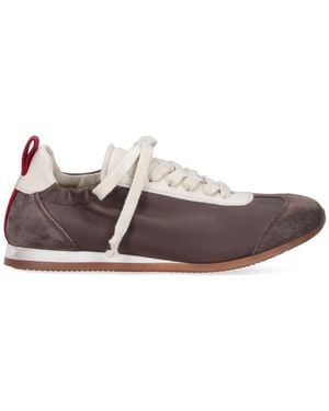 Uma Wang Leather Trainers With Suede Accents - Brown