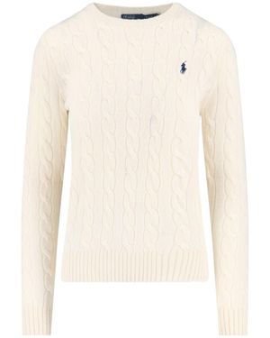Polo Ralph Lauren Cream Cable Knit Wool-Blend Jumper - White