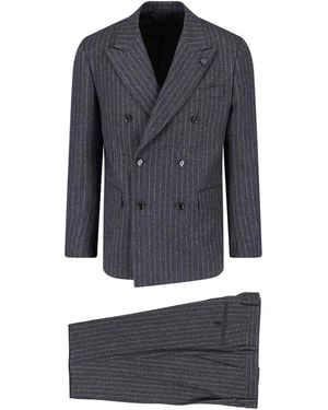 Lardini Double-Breasted Virgin Wool Suit - Blue