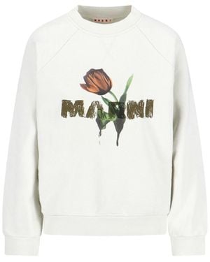 Marni Logo Crewneck Sweatshirt - White
