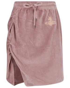 Vivienne Westwood Ruched Drawstring Velvety Skirt - Pink