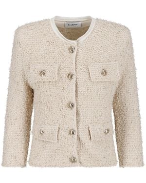 Balmain Blazer With Buttons - Natural