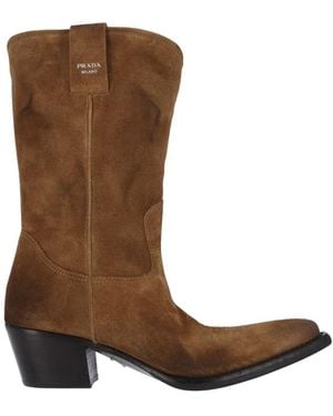 Prada Stivaletti In Pelle Scamosciata - Bianco