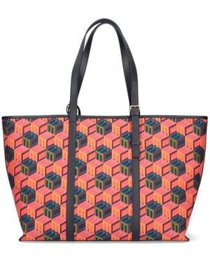 MCM 'Cubic Monogram Jacquard' Shopper Bag - Red