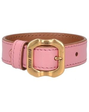 Miu Miu Leather Bracelet With Buckle - Pink