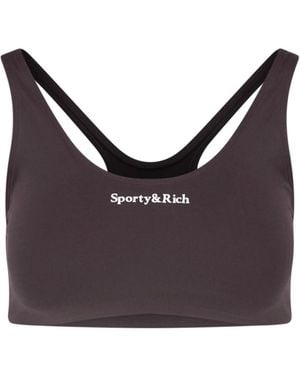 Sporty & Rich Logo Print Sports Bra - Brown