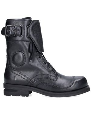 Kiko Kostadinov Lace-Up Buckle Leather Boots - Black