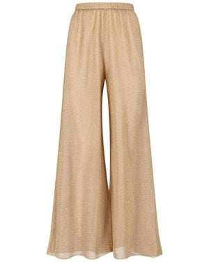 Oséree Lumière Metallic Wide-Leg Sheer Trousers - Natural