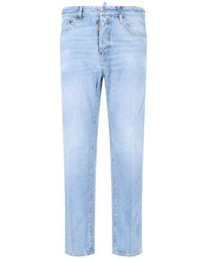 DSquared² Light Straight-Cut Denim Logo Jeans - Blue
