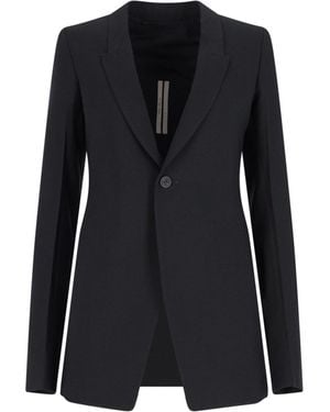 Rick Owens Blazer Monopetto In Lana - Nero
