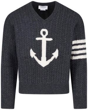 Thom Browne Virgin Wool Cardigan - Blue