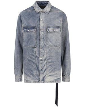 Rick Owens Shirt With "Jumbo" Buttons - Blue