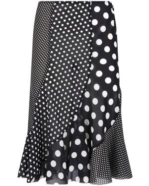 Junya Watanabe Polka Dot Patchwork Ruffled Skirt - Black