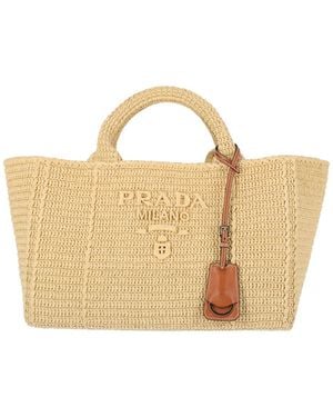Prada Raffia Tote Bag - White