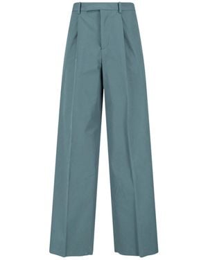 Jil Sander Mid-Rise Straight-Leg Cotton Trousers - Blue