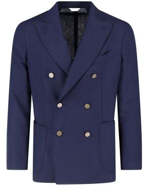 Boglioli Virgin Wool Double-Breasted Blazer - Blue