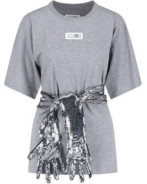 MM6 by Maison Margiela Gloves Crewneck T-Shirt - Grey