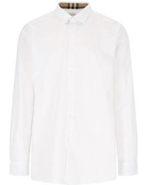 Burberry Slim Fit Equestrian Knight Embroidered Shirt - White