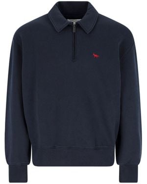 Maison Kitsuné Zip Sweatshirt "Profile Fox" - Blue