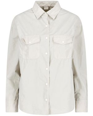 Aspesi Neutral Classic Collar Snap Button Shirt - White