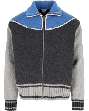Bottega Veneta Cardigan In Lana - Blu