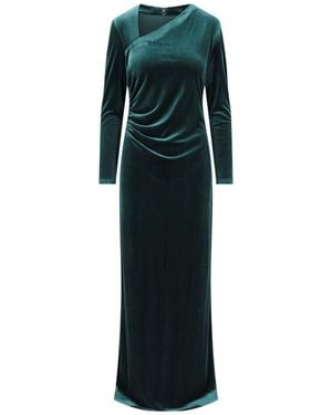 Ralph Lauren Asymmetrical Ruched Velvet Maxi Dress - Green