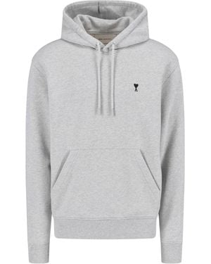 Ami Paris Hoodie De Cœur" - Gray