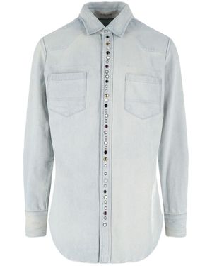 Golden Goose Camicia In Denim Con Studs - Blu