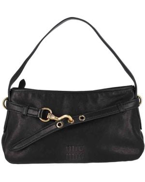 Miu Miu Nappa Leather Avenue Shoulder Bag - Black