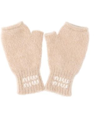 Miu Miu Logo Gloves - White