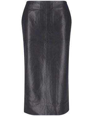 Almala Midi Leather Skirt "Birdy" - Grey