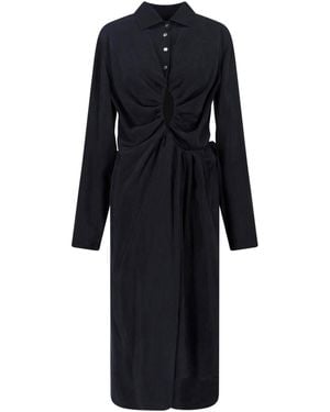 Maison Margiela Abito Midi Drappeggiato - Nero